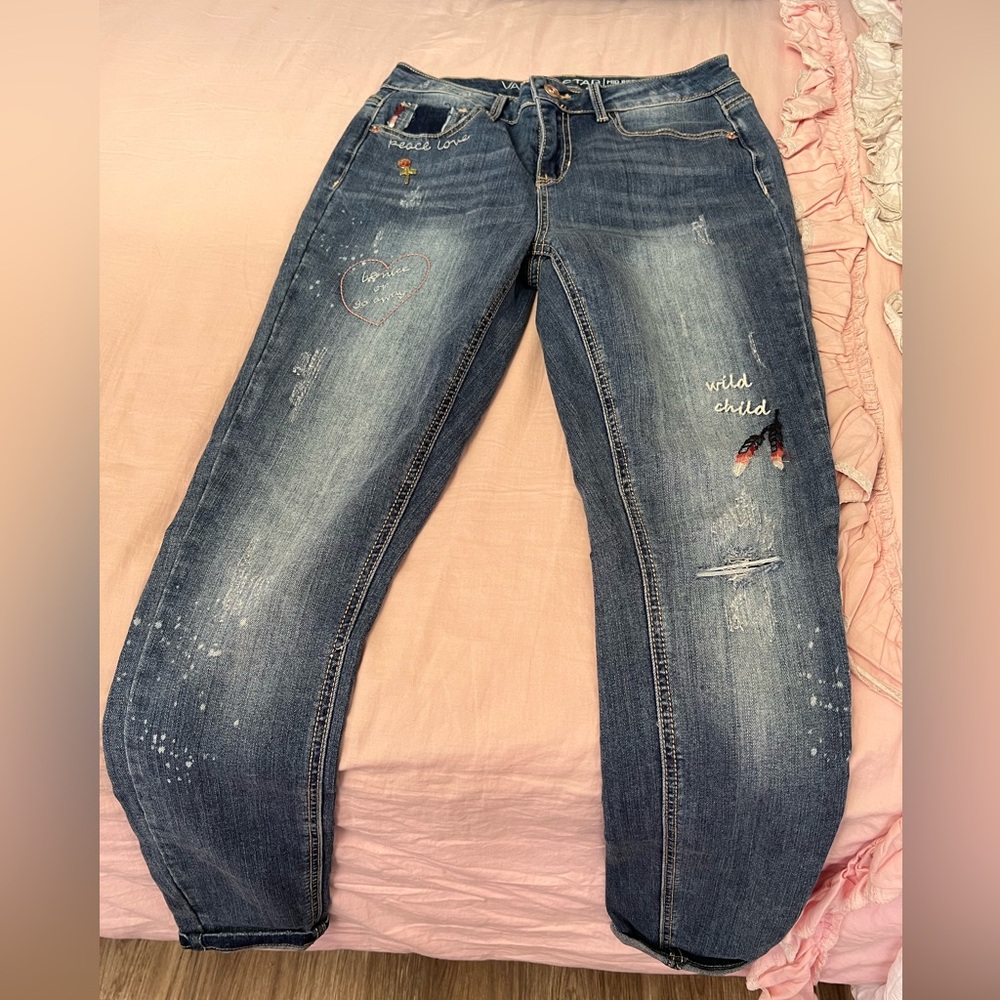 Women's Blue Jeans with Embroidered Details